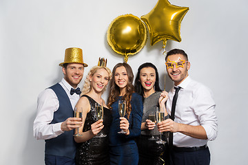 Image showing happy friends with champagne glasses at party