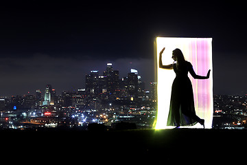 Image showing Colorful Long Exposure Image of a Woman