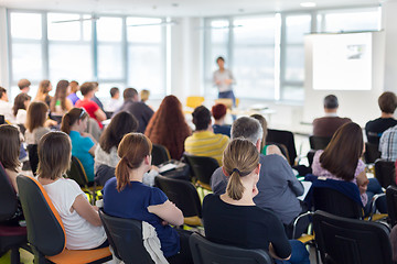 Image showing Speaker giving presentation on business conference.