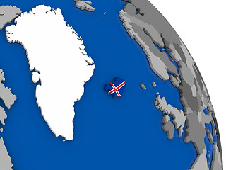 Image showing Iceland and its flag on globe