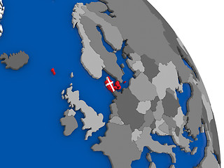 Image showing Denmark and its flag on globe