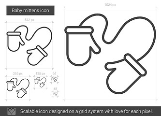 Image showing Baby mittens line icon.