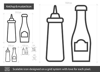 Image showing Ketchup and mustard line icon.