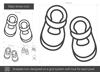 Image showing Baby shoes line icon.
