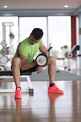 Image showing handsome man working out with dumbbells