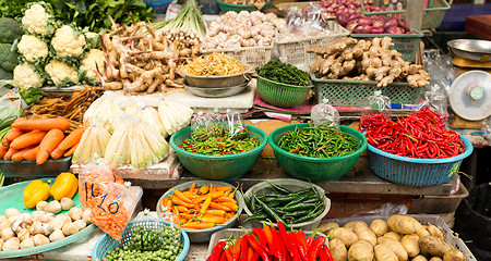 Image showing Street market with variety vegetable