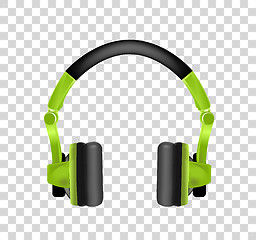 Image showing Trendy youth wireless green headphones. Realistic vector illustration on transparency background.