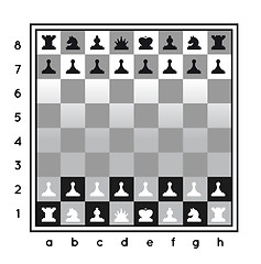 Image showing Chess set vector illustration on white background with a chessboard