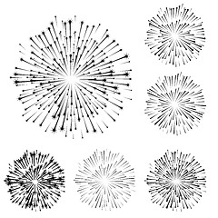 Image showing Set of fireworks, part 4, black shadow isolated on white background