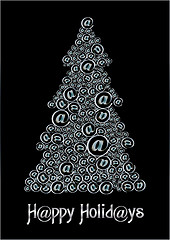 Image showing Christmas card with unusual Christm@s tree on Black Background