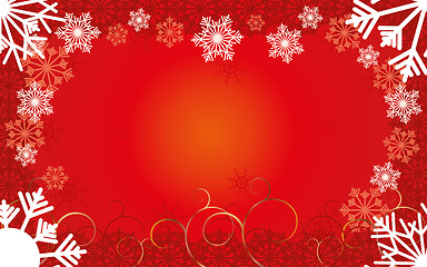 Image showing Red Christmas card with snowflakes and place for text