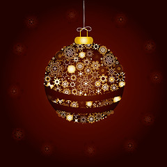 Image showing Christmas decoration made from golden snowflakes