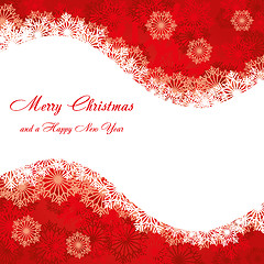 Image showing Red Christmas card with snowflakes