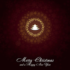 Image showing Christmas card with golden snowflakes, very beautiful greetings card