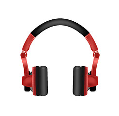 Image showing Trendy youth wireless red headphones. Vector illustration on white
