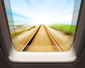 Image showing window of high speed train
