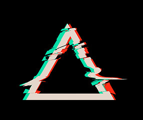 Image showing Glitch distortion frame. Vector triangle illustration on black