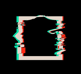 Image showing Glitch distortion frame. Vector square illustration on black