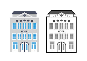 Image showing Flat style hotels as a star rating concept. Vector illustration
