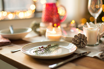 Image showing table setting for christmas dinner at home