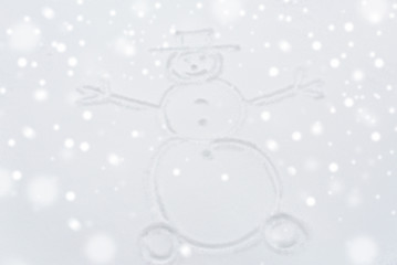 Image showing snowman drawing on snow surface