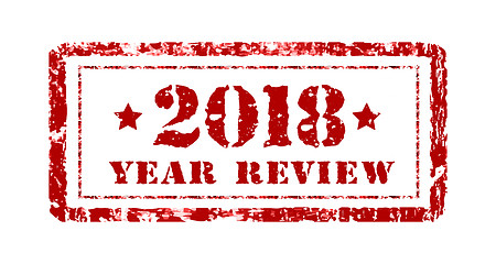 Image showing Review of the year 2018, stamp on a white. Vector illustration. Can be placed in multiply mode on your design.