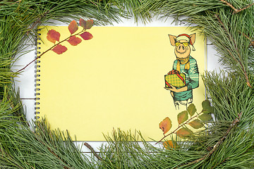 Image showing New Year Greeting Card with Pig