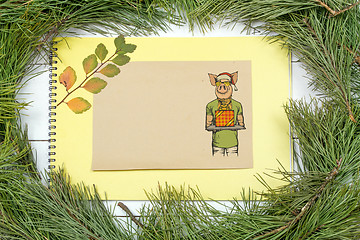 Image showing New Year Greeting Card with Pig