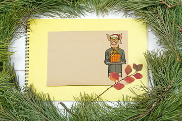 Image showing New Year Greeting Card with Pig