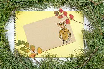 Image showing New Year Greeting Card with Pig