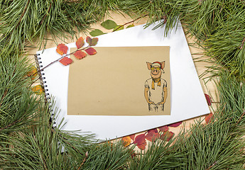 Image showing New Year Greeting Card with Pig