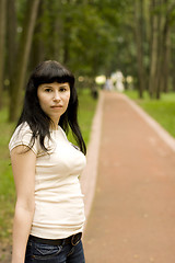 Image showing  girl walking in the park