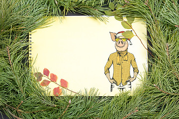 Image showing New Year Greeting Card with Pig