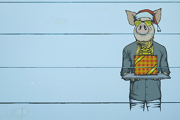 Image showing New Year Greeting Card with Pig