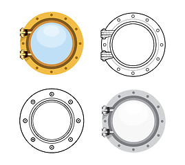 Image showing Porthole in flat style. Vector set illustration isolated on whit