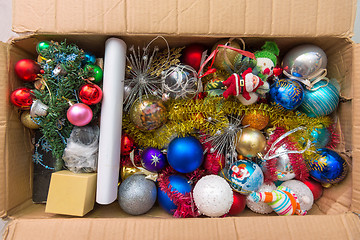 Image showing Christmas tree toys in the box