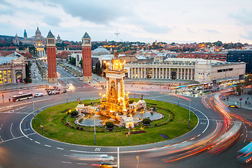 Image showing Aerial overview on Plaza Espanya