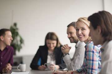 Image showing Group of young people meeting in startup office