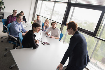 Image showing Group of young people meeting in startup office