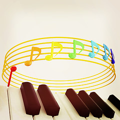 Image showing music notes  background. 3D illustration. Vintage style
