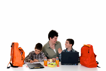 Image showing Boys doing homework