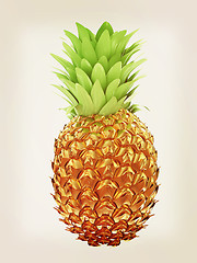 Image showing Pineapple in gold isolated on white background. 3d illustration.