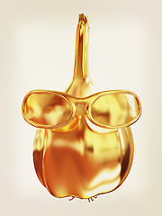 Image showing Gold Head of garlic with sun glass front \