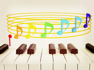 Image showing music notes  background. 3D illustration. Vintage style