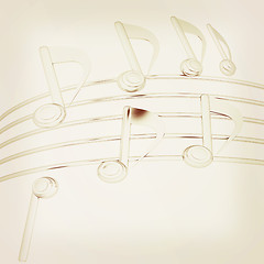 Image showing music notes  background. 3D illustration. Vintage style