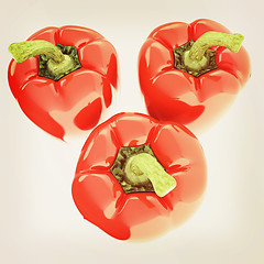 Image showing Red bulgarian pepper. 3d illustration. Vintage style