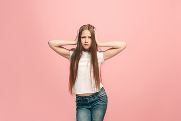 Image showing The squint eyed teen girl with weird expression