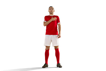 Image showing Professional football soccer player isolated white background