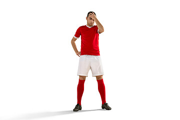 Image showing unhappy soccer or football player with palm on his face