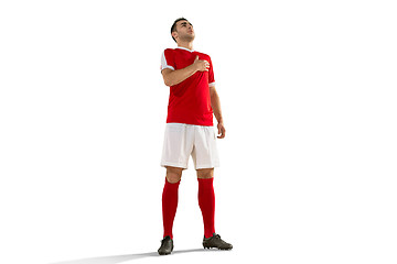 Image showing Professional football soccer player isolated white background